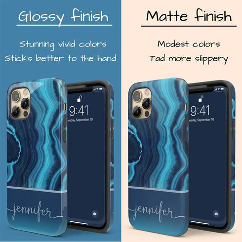 Blue Agate Custom Name iPhone Case